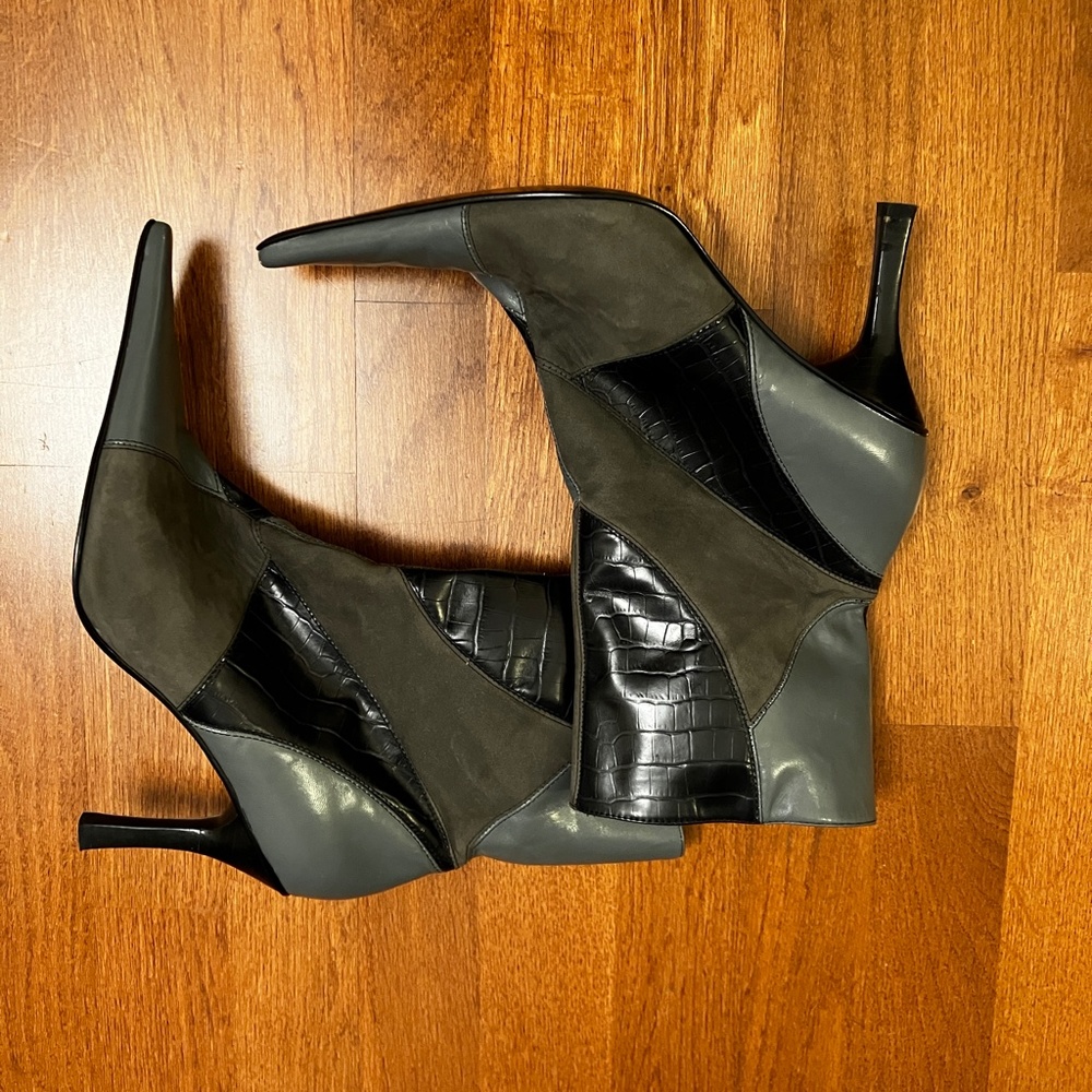 Vintage Blue Patchwork Leather Booties - image 3